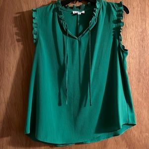 Green ruffle sleeveless top